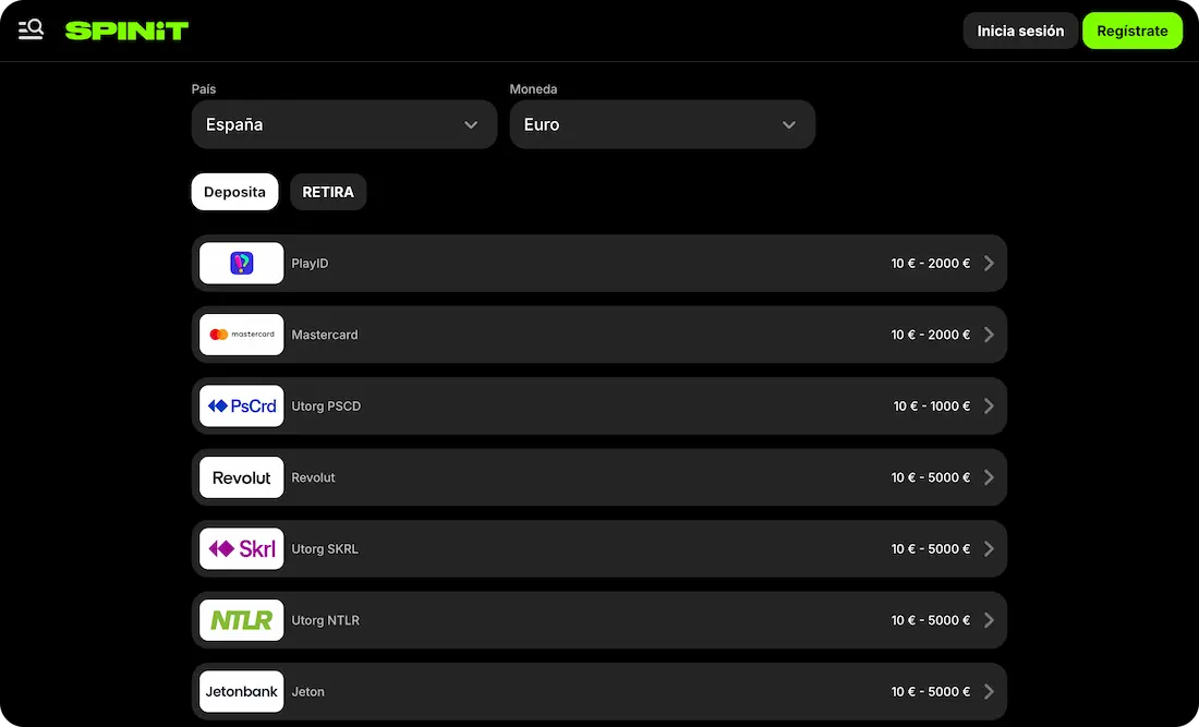pagos del casino spinit